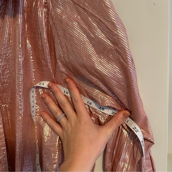 Xirena Pink Metallic Striped Button Front Blouse Small - Picture 8 of 11